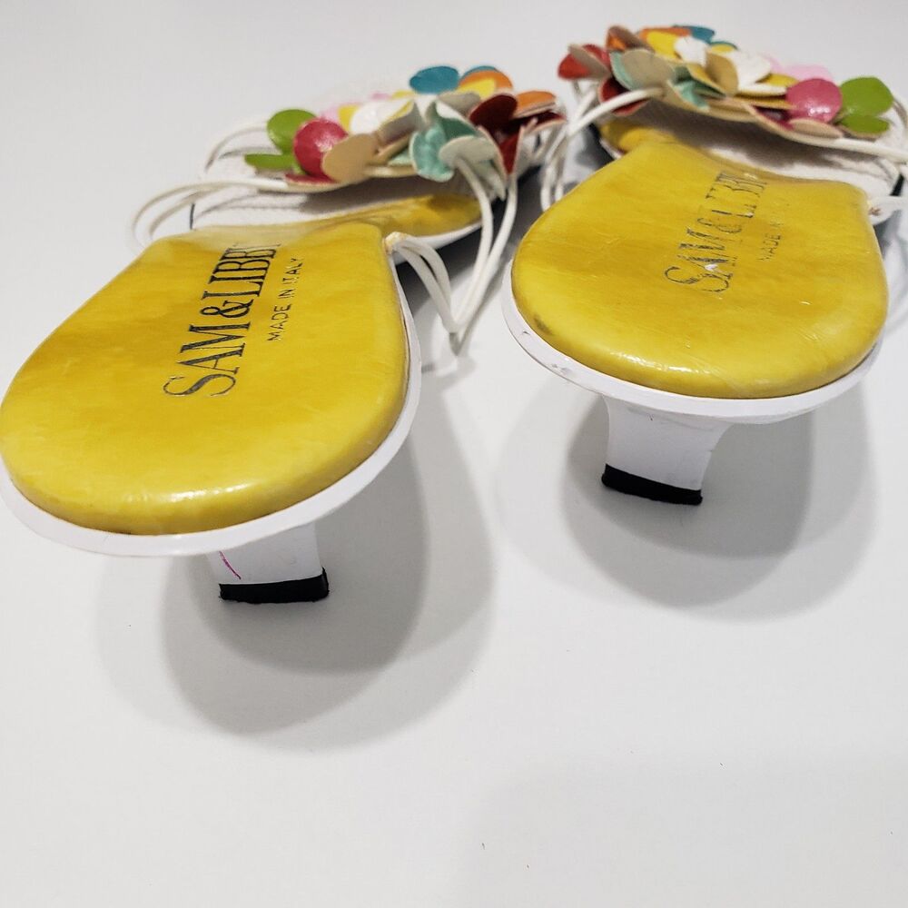 Adorable Sam & Libby Slip on Kitten Heel Colorful Sandals, Size 37 (size 6.5) - Picture 4 of 7